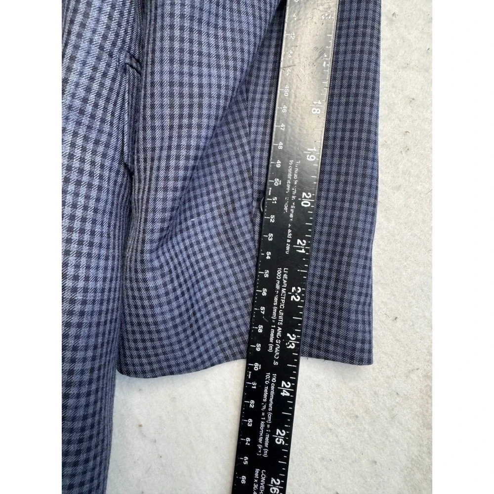 Bertolini Smart Mens Blue Wool Silk Blend Micro Check Blazer Sport Coat